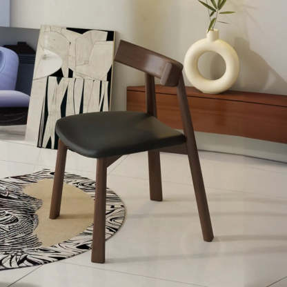 Black Curved-Back Upholstered Wood Dining Chair