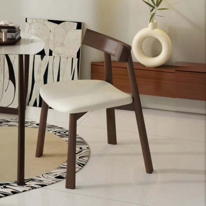 Black Curved-Back Upholstered Wood Dining Chair
