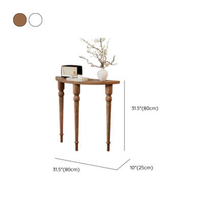 Half-Moon Pine Three-Leg Console Table — Walnut