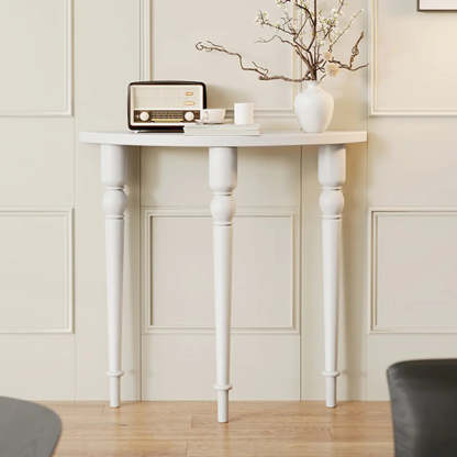 Half-Moon Pine Three-Leg Console Table — Black