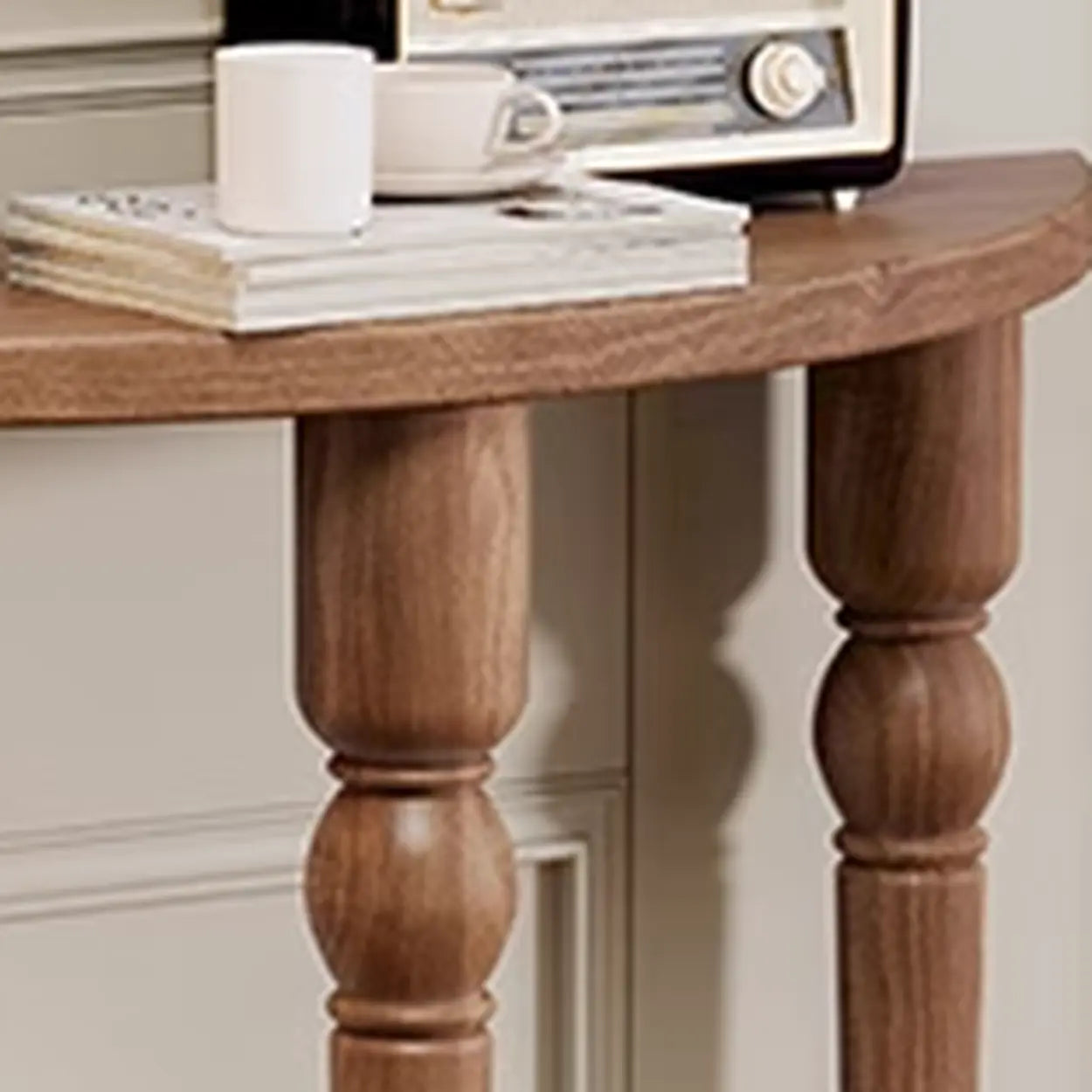 Half-Moon Pine Three-Leg Console Table — White