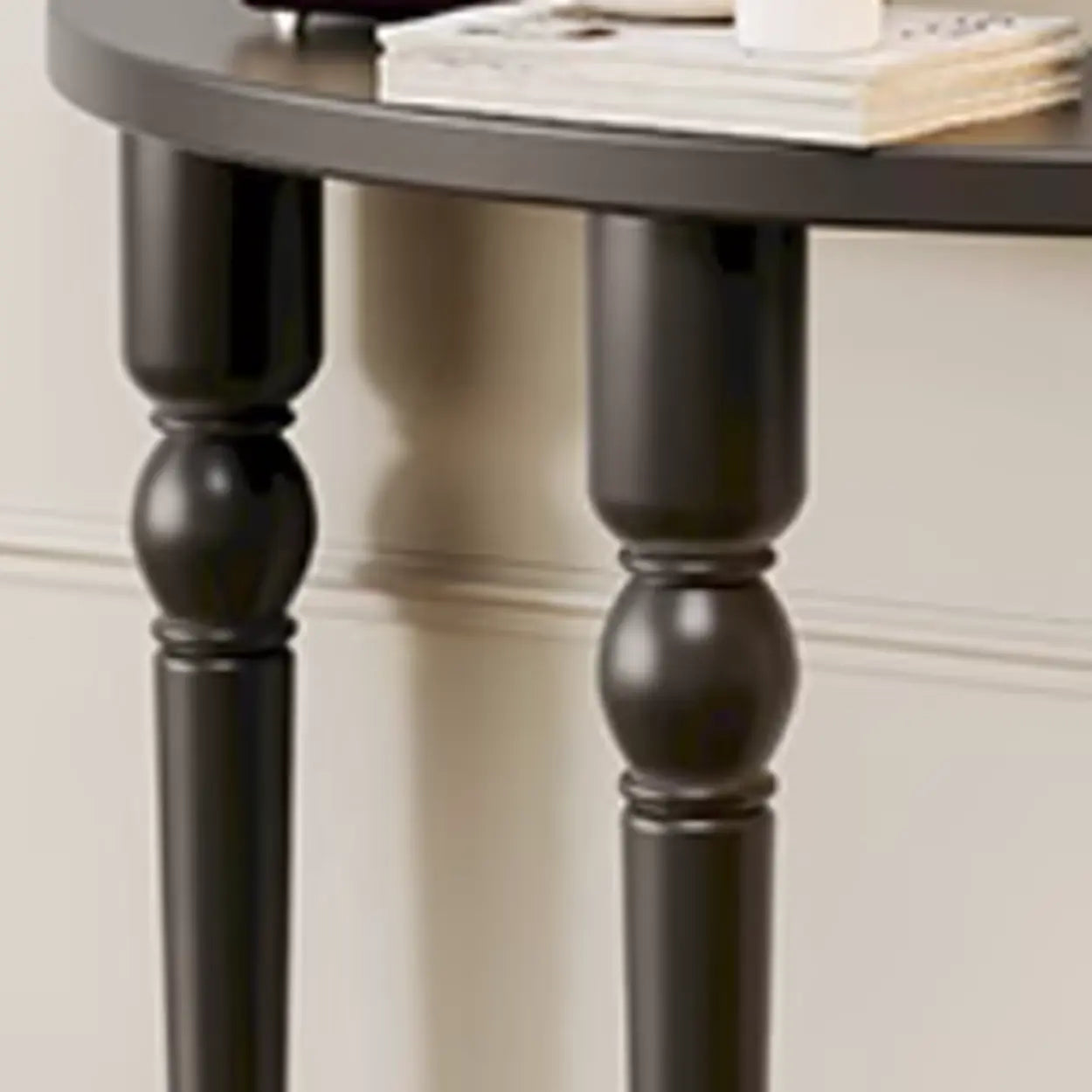 Half-Moon Pine Three-Leg Console Table — Walnut