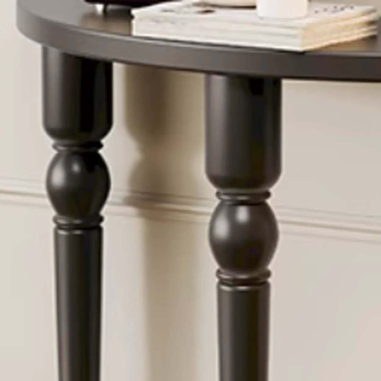 Half-Moon Pine Three-Leg Console Table — Walnut