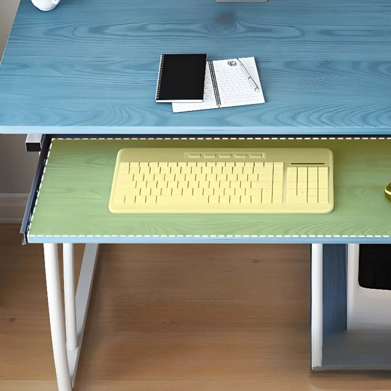 Black Metal Computer Desk with Keyboard Tray