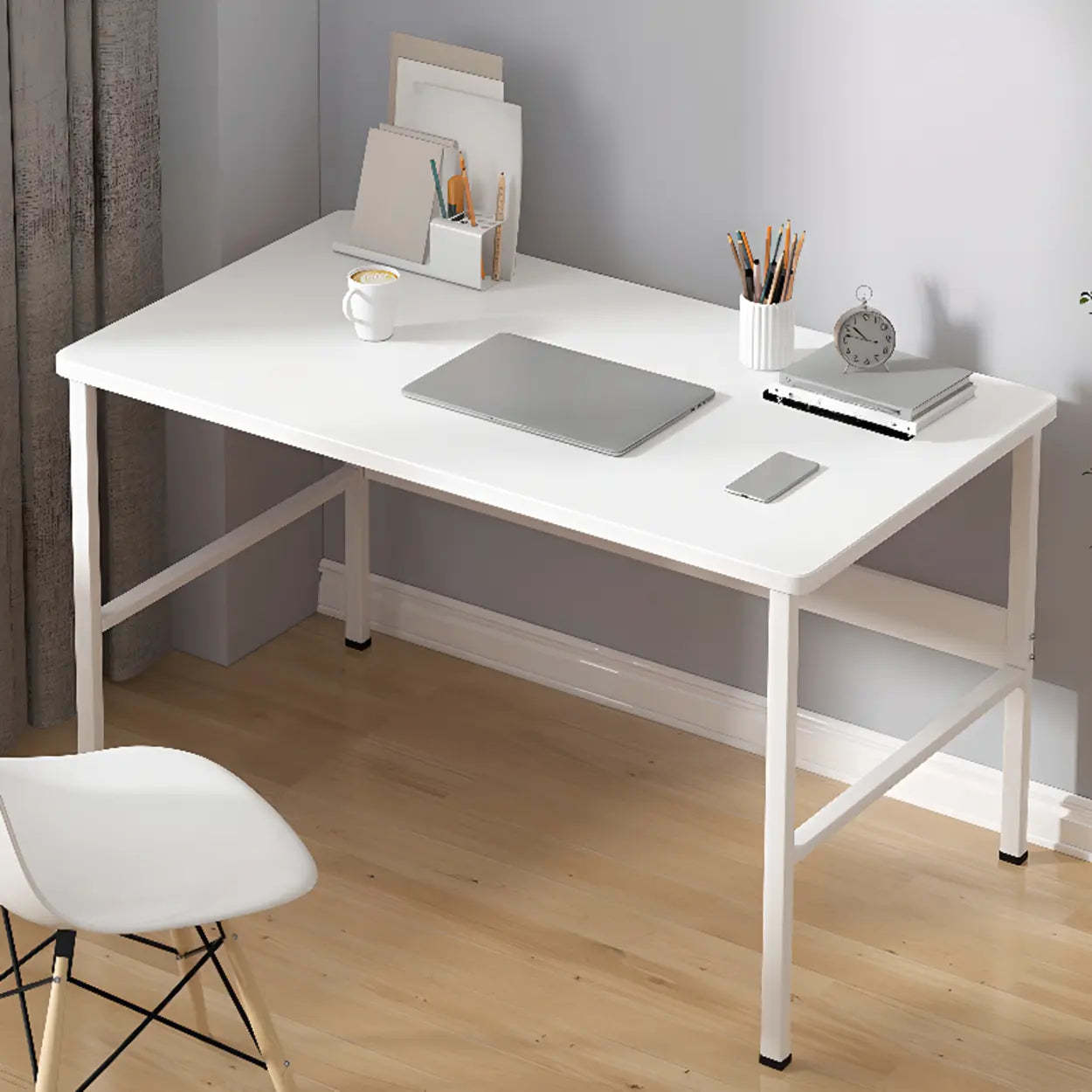 Black Metal Computer Desk with Keyboard Tray