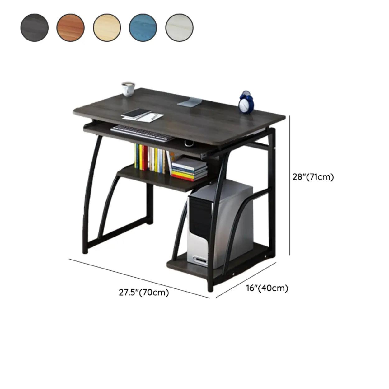 Black Metal Computer Desk with Keyboard Tray