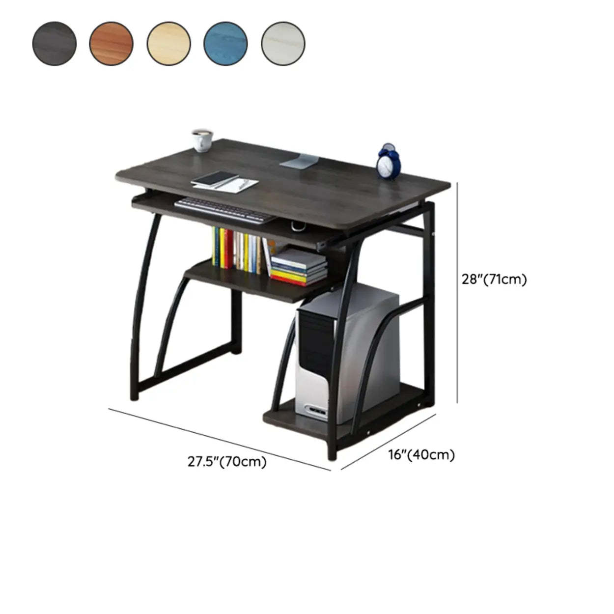 Black Metal Computer Desk with Keyboard Tray