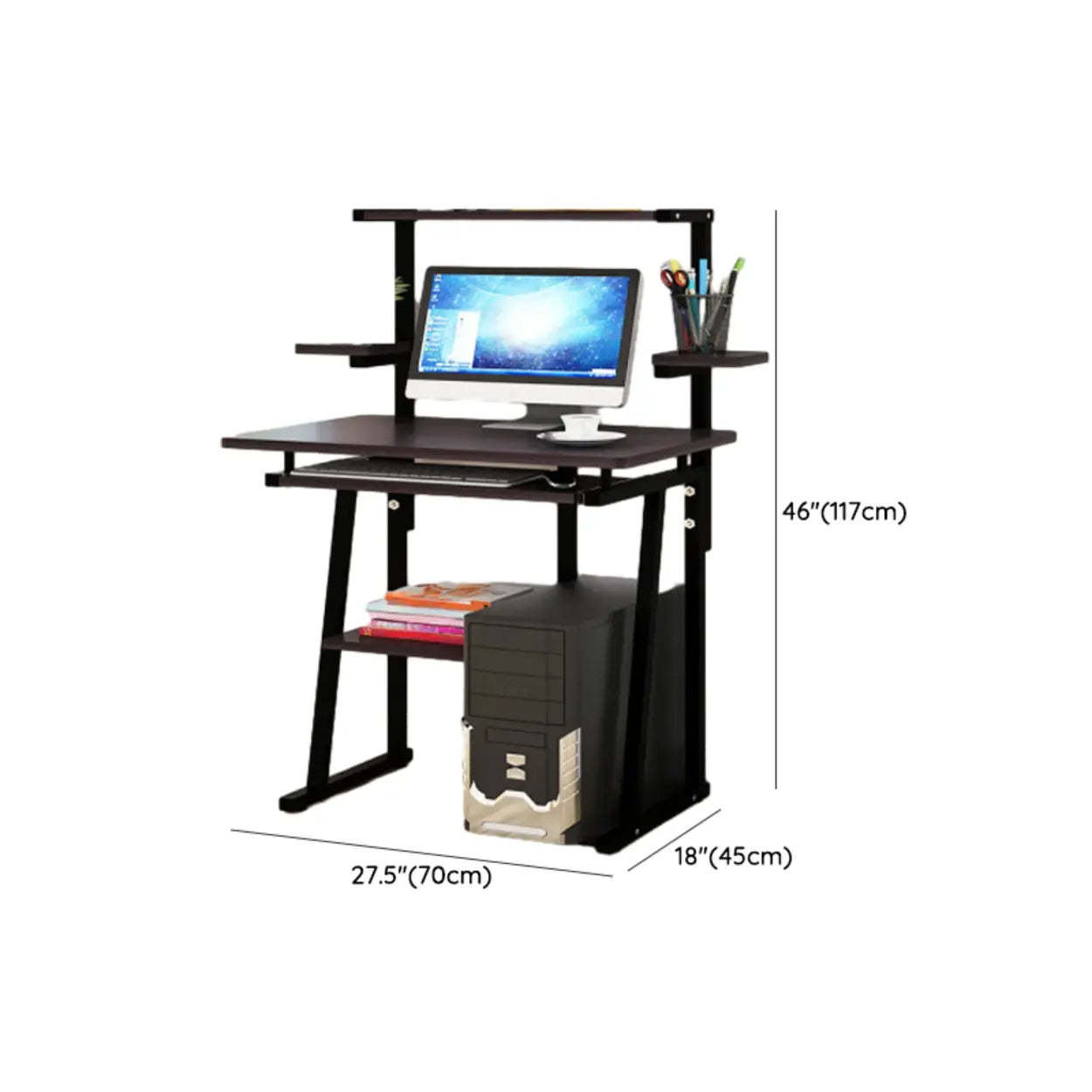 Black Metal Computer Desk with Keyboard Tray