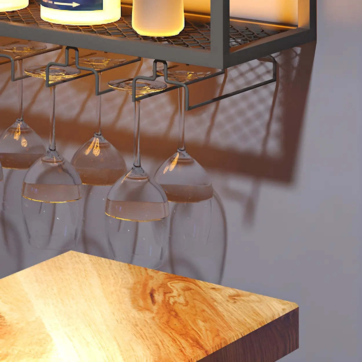 Black Floating Iron Wall-Mount Wine Rack