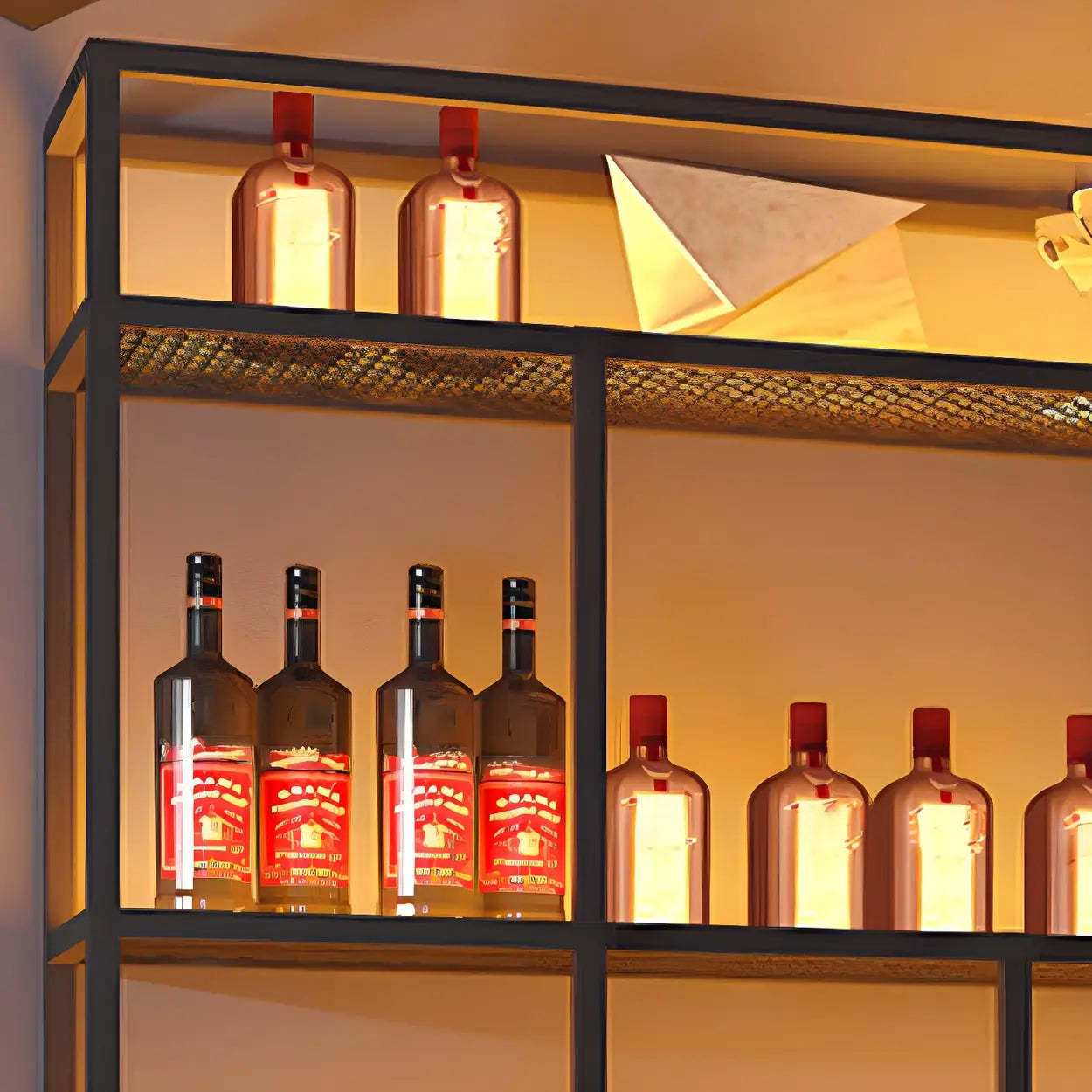 Black Floating Iron Wall-Mount Wine Rack