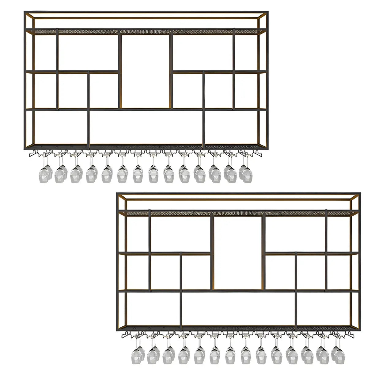 Black Floating Iron Wall-Mount Wine Rack