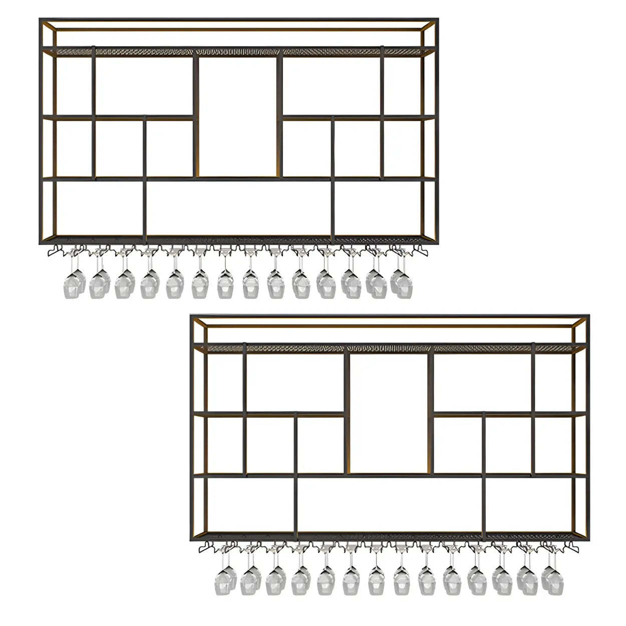 Black Floating Iron Wall-Mount Wine Rack