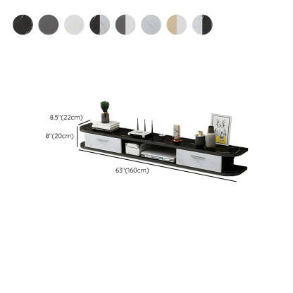 Black Floating Open-Storage Wood TV Stand — Natural/ White