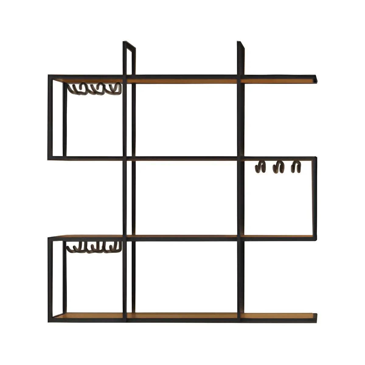 Black Geometric Metal Floating Wall Wine Rack — 1 Piece