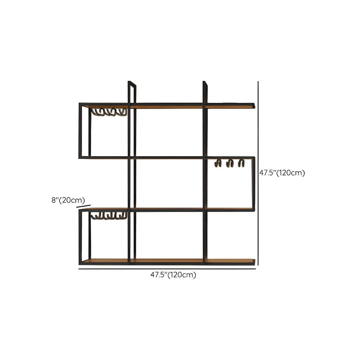 Black Geometric Metal Floating Wall Wine Rack