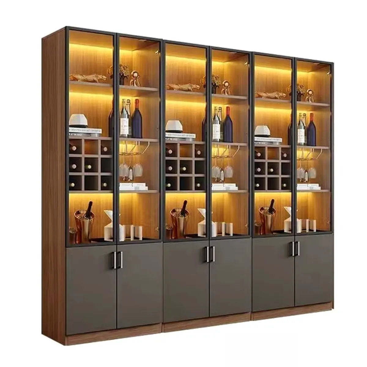 Black Glass Dining Wine Display Cabinet