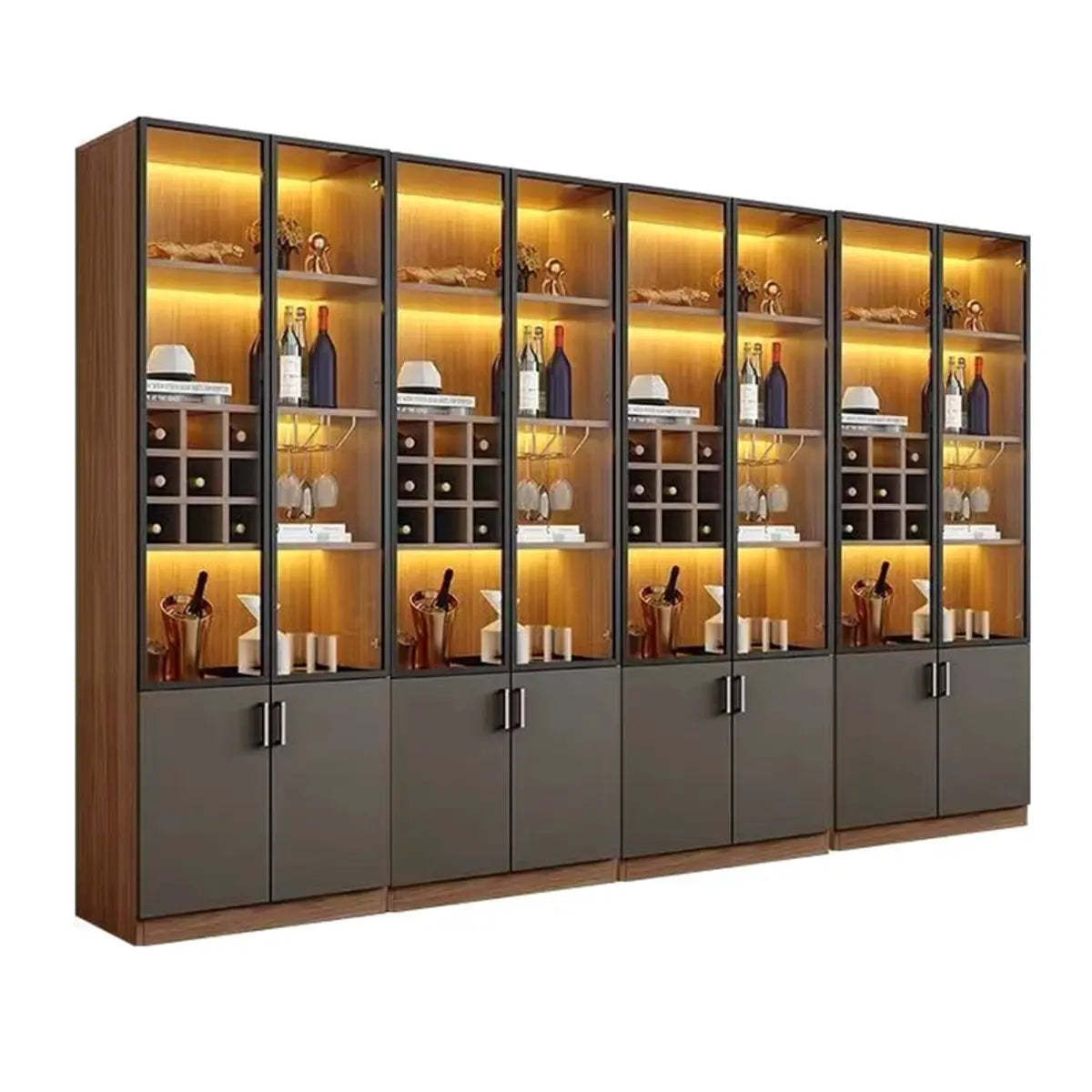 Black Glass Dining Wine Display Cabinet
