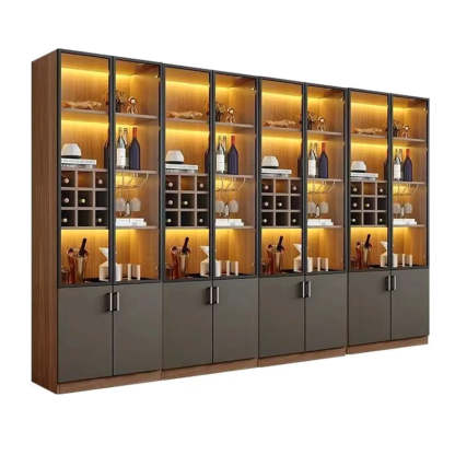 Black Glass Dining Wine Display Cabinet