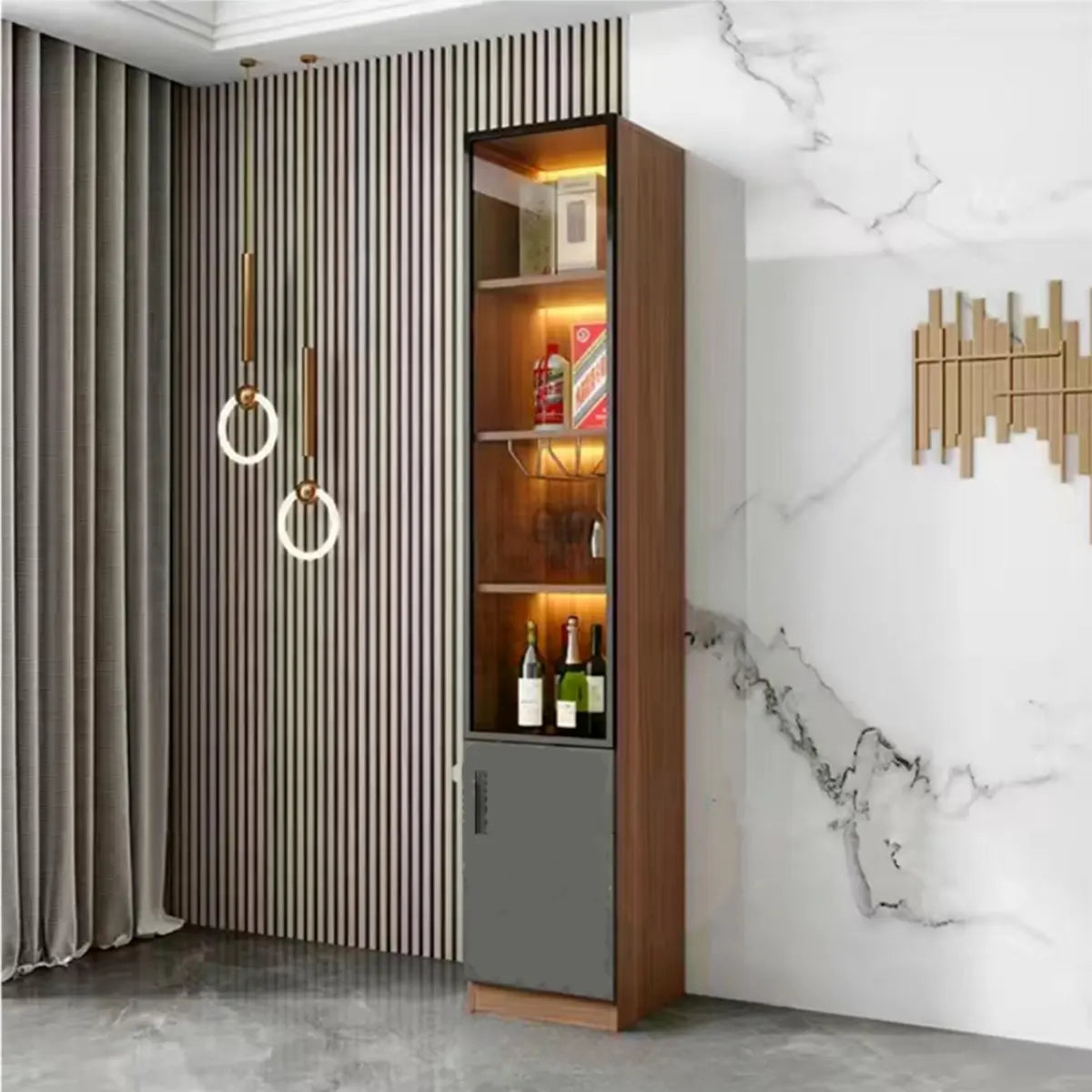 Black Glass Dining Wine Display Cabinet