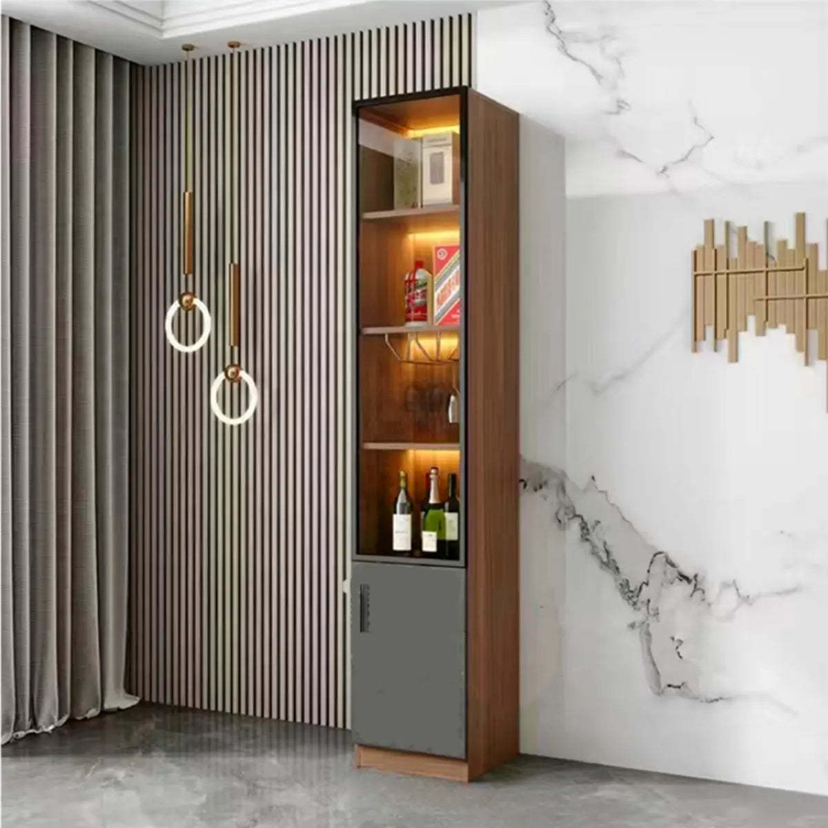 Black Glass Dining Wine Display Cabinet