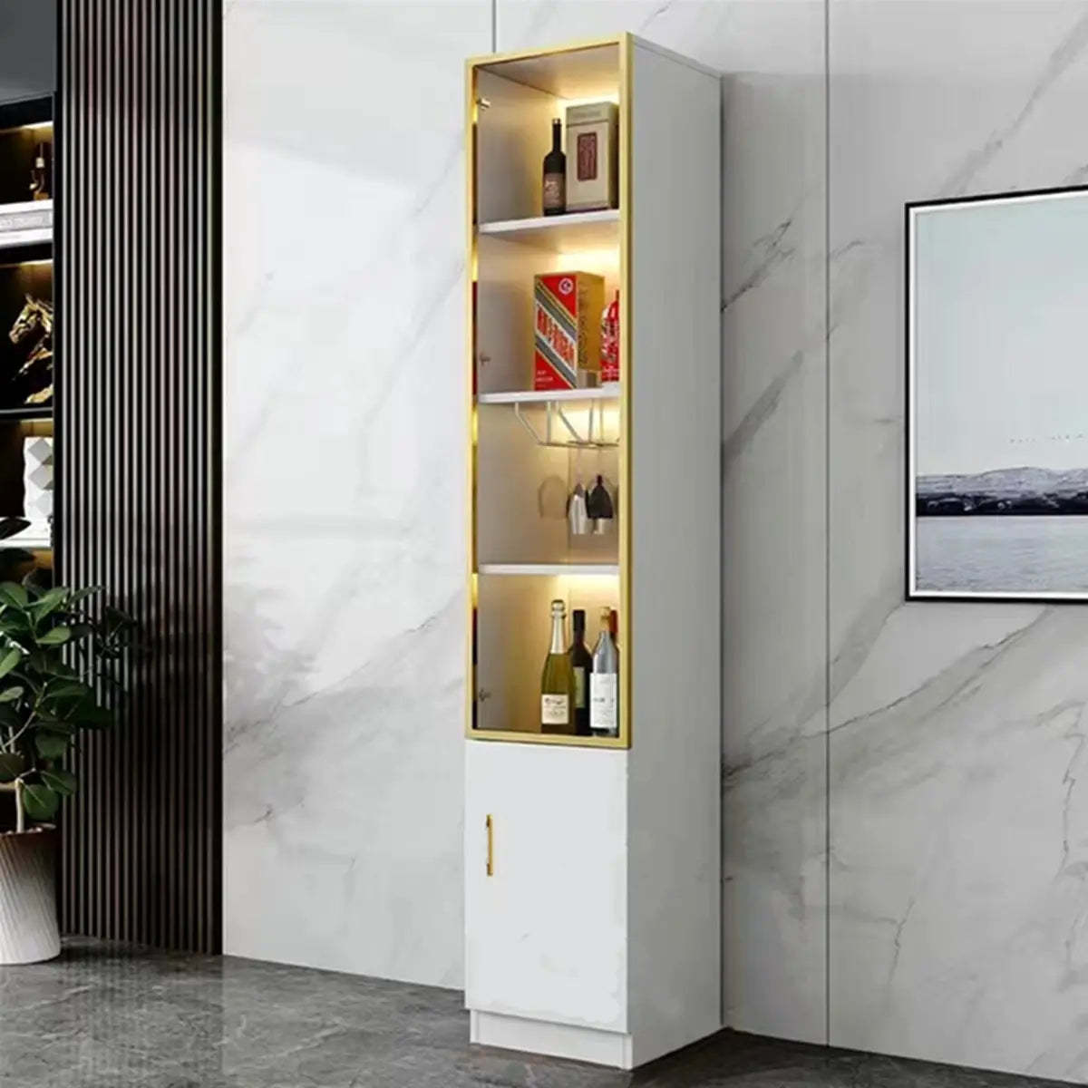 Black Glass Dining Wine Display Cabinet