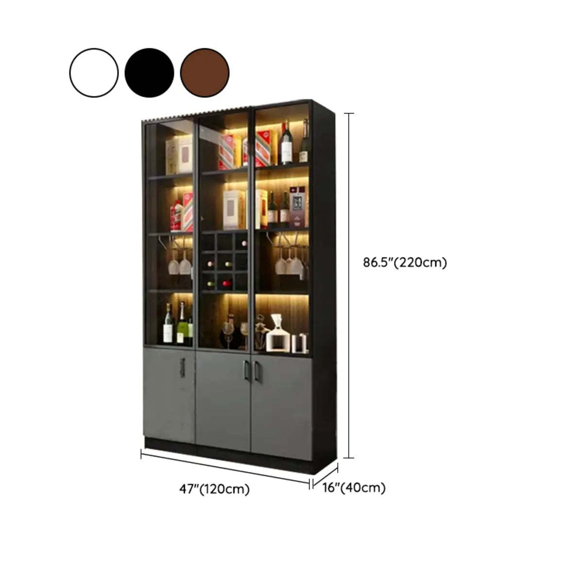 Black Glass Dining Wine Display Cabinet