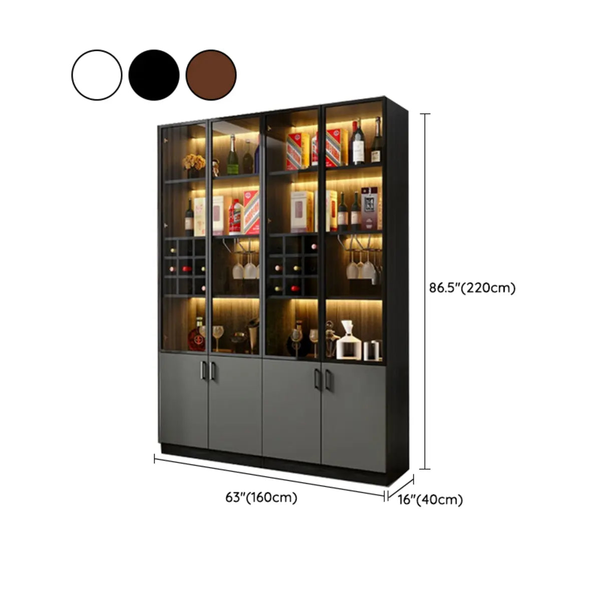 Black Glass Dining Wine Display Cabinet