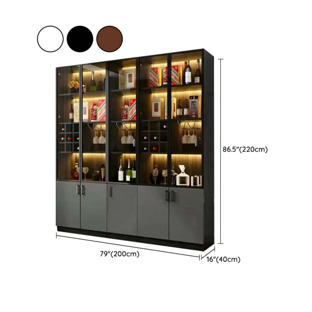 Black Glass Dining Wine Display Cabinet