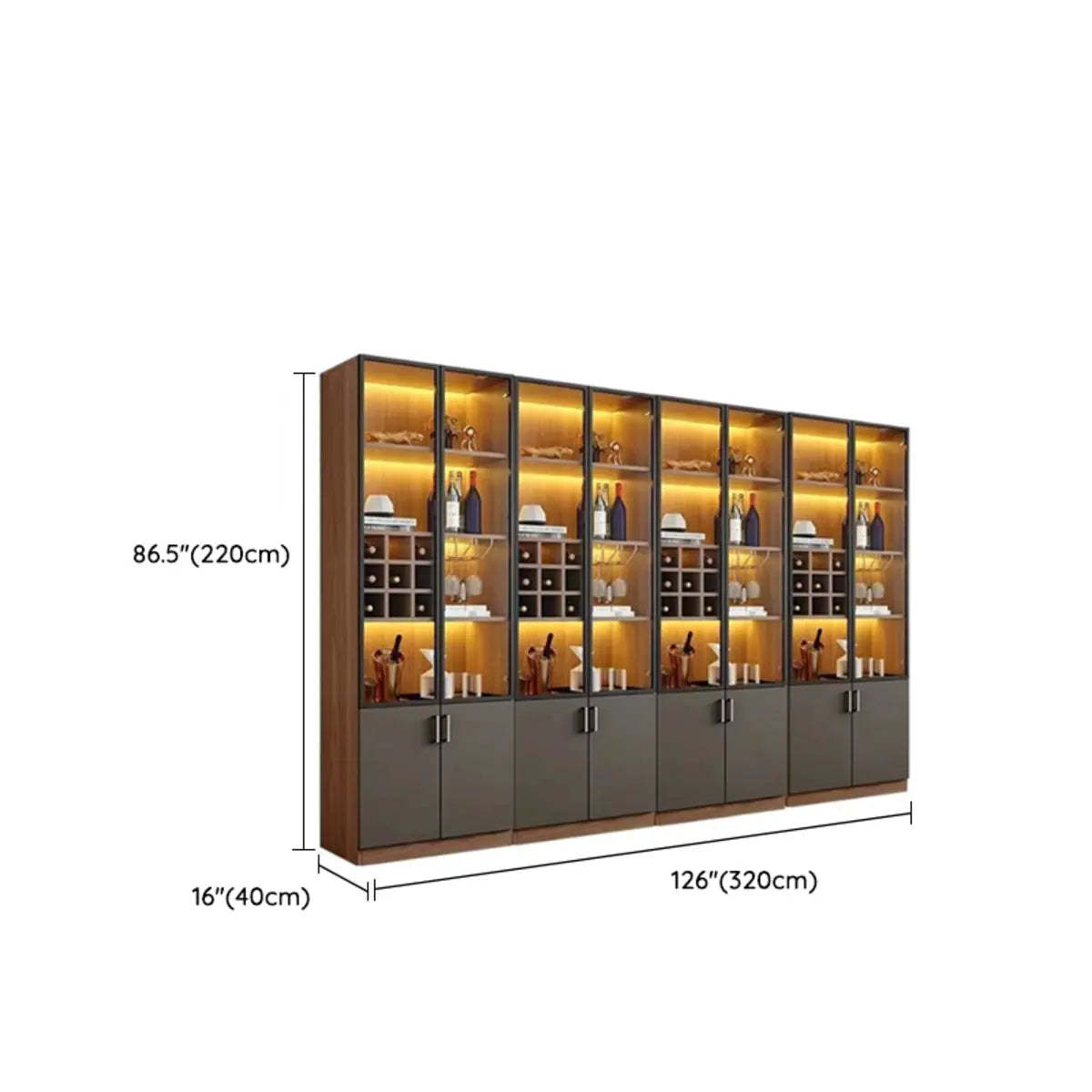 Black Glass Dining Wine Display Cabinet