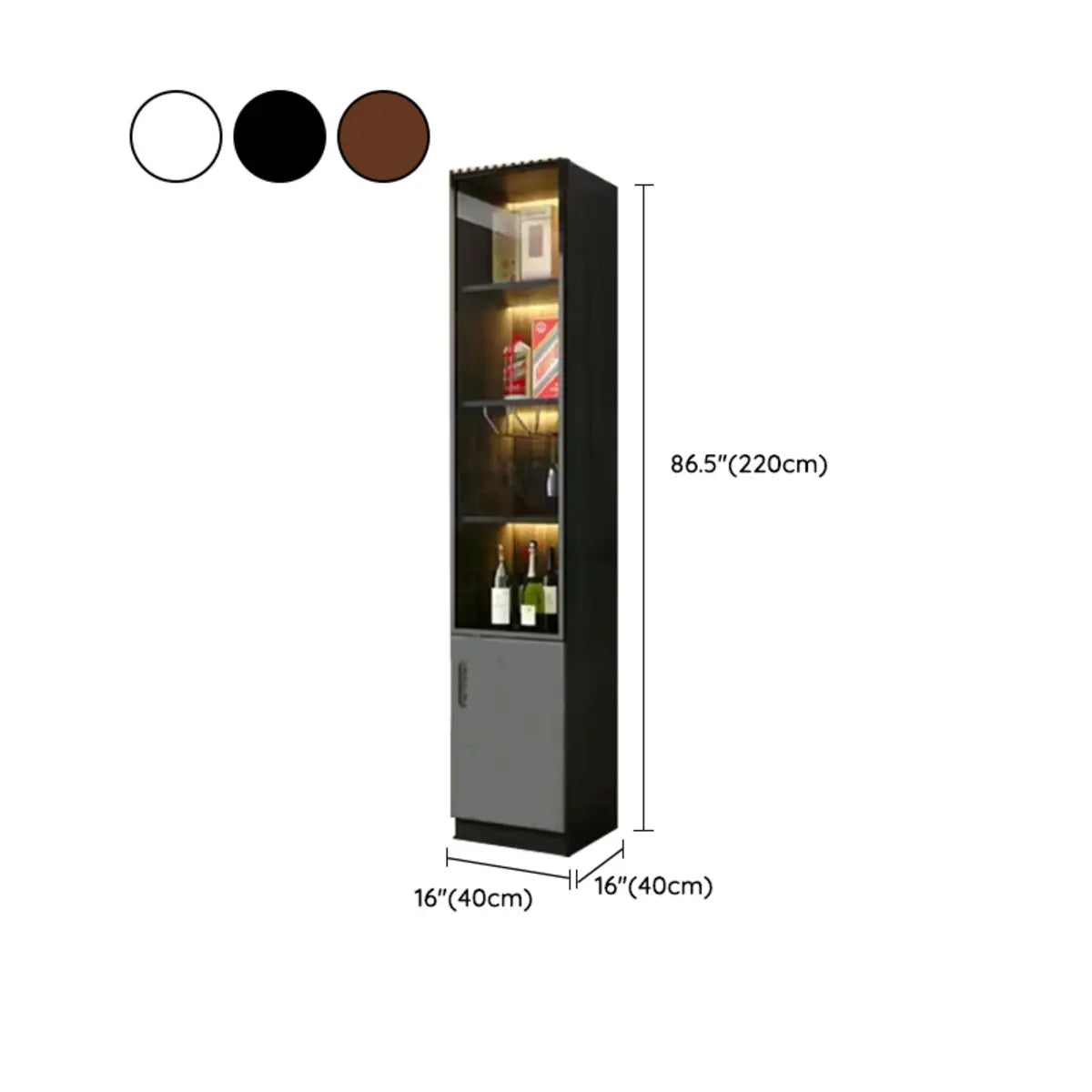 Black Glass Dining Wine Display Cabinet