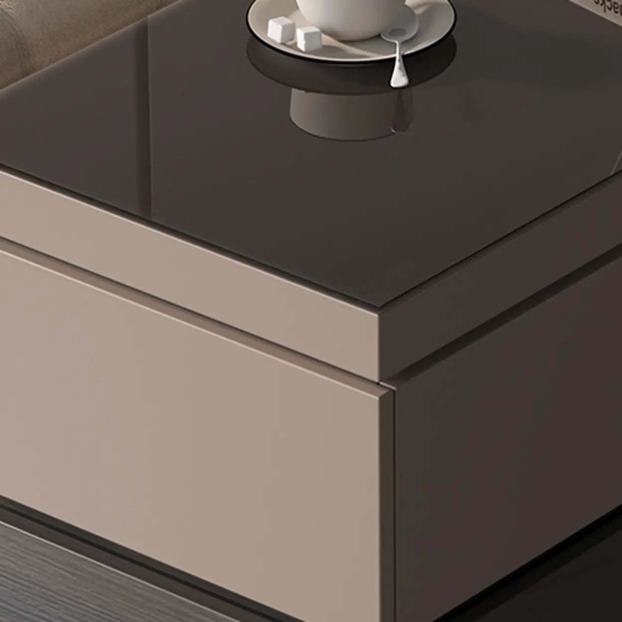 Black Glass Lift-Top Storage Coffee Table with Wheels