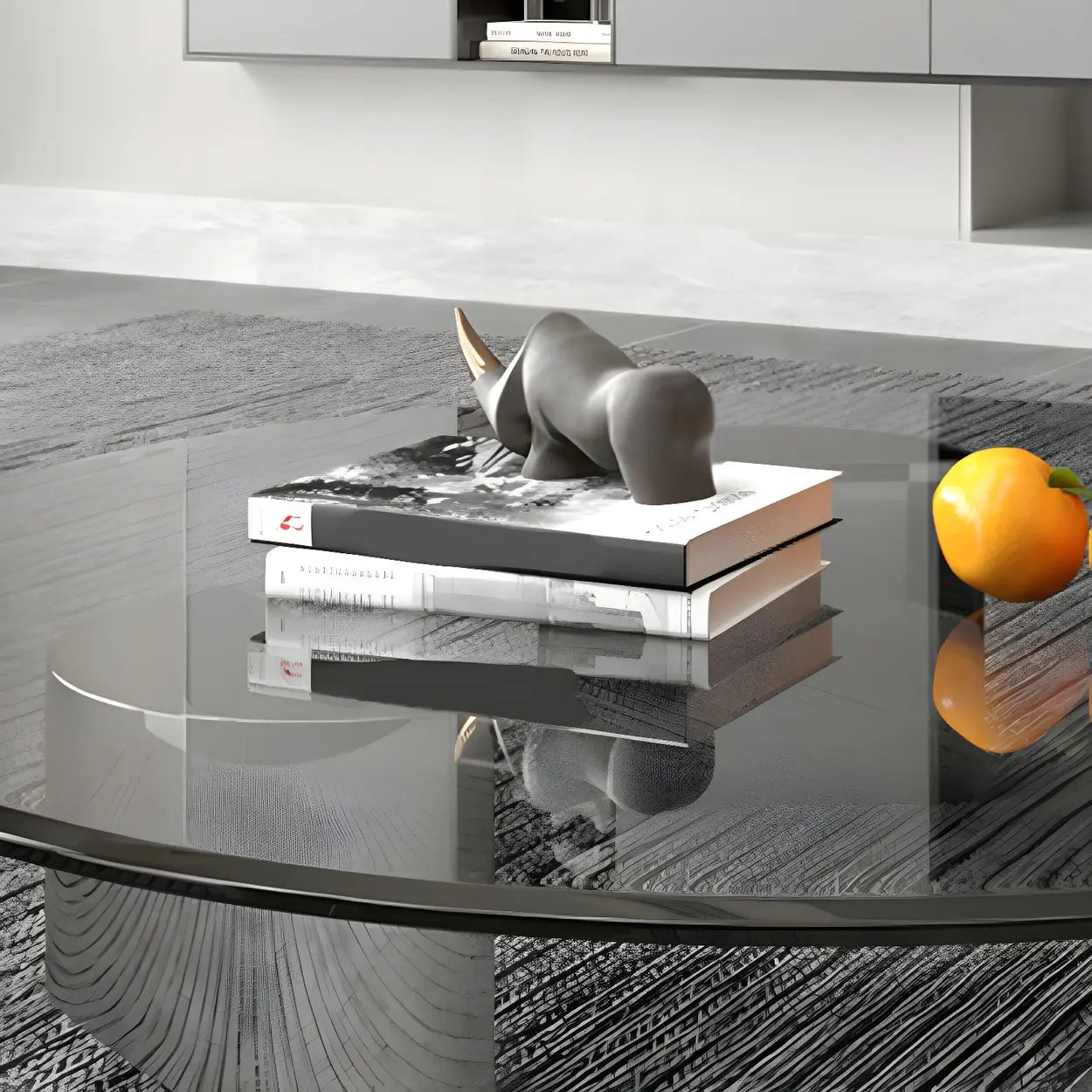 Black Glass Round Silver Steel Coffee Table