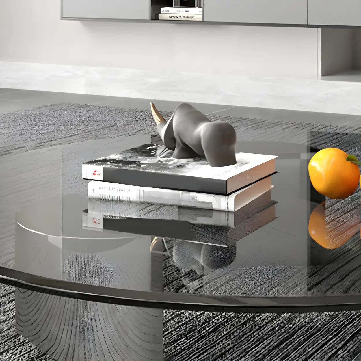 Black Glass Round Silver Steel Coffee Table