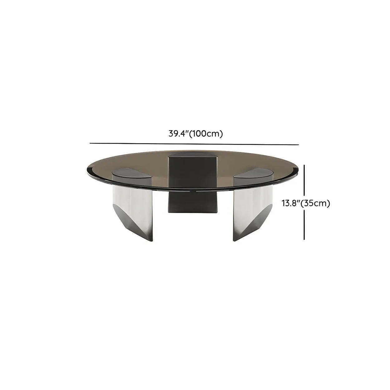 Black Glass Round Silver Steel Coffee Table