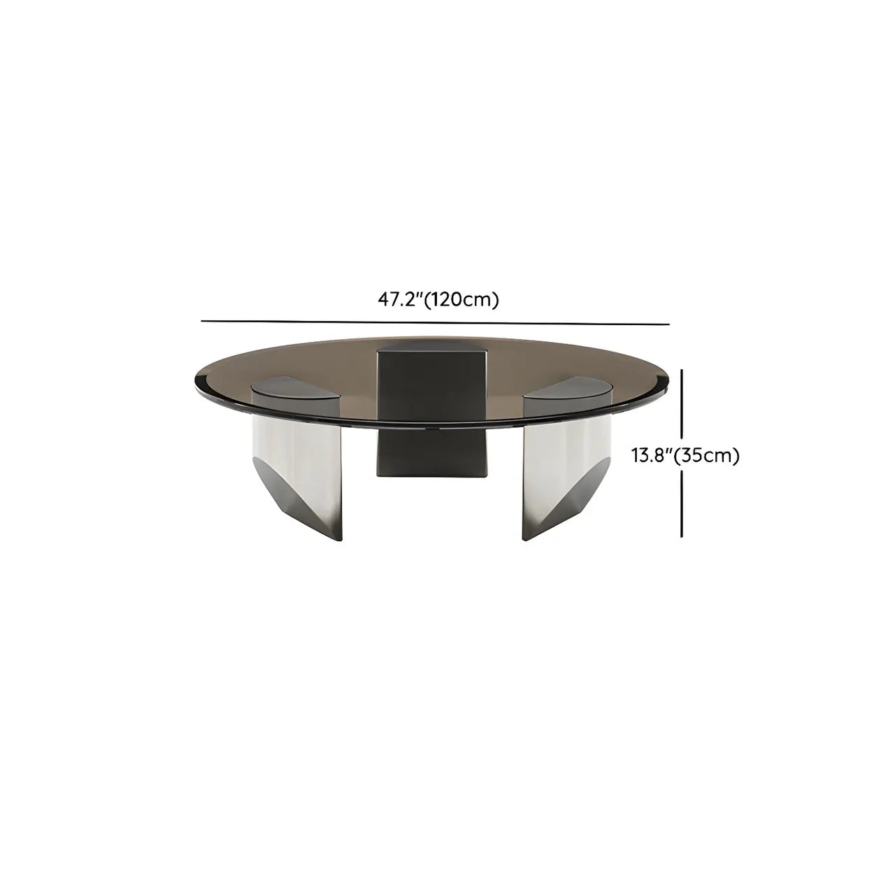Black Glass Round Silver Steel Coffee Table
