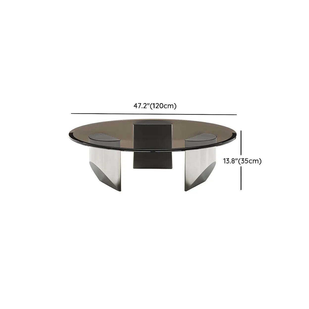 Black Glass Round Silver Steel Coffee Table