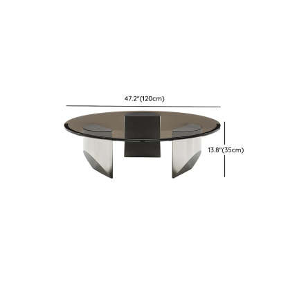 Black Glass Round Silver Steel Coffee Table