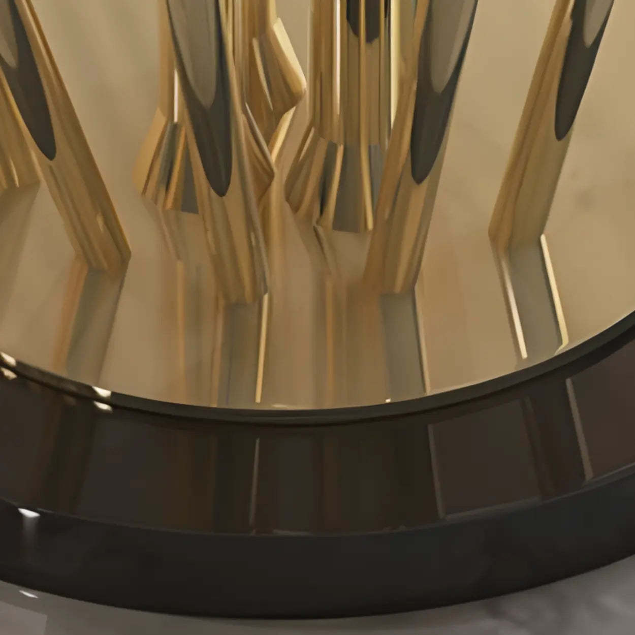 Black-Gold Round Leather Metal Pedestal Bar Stool