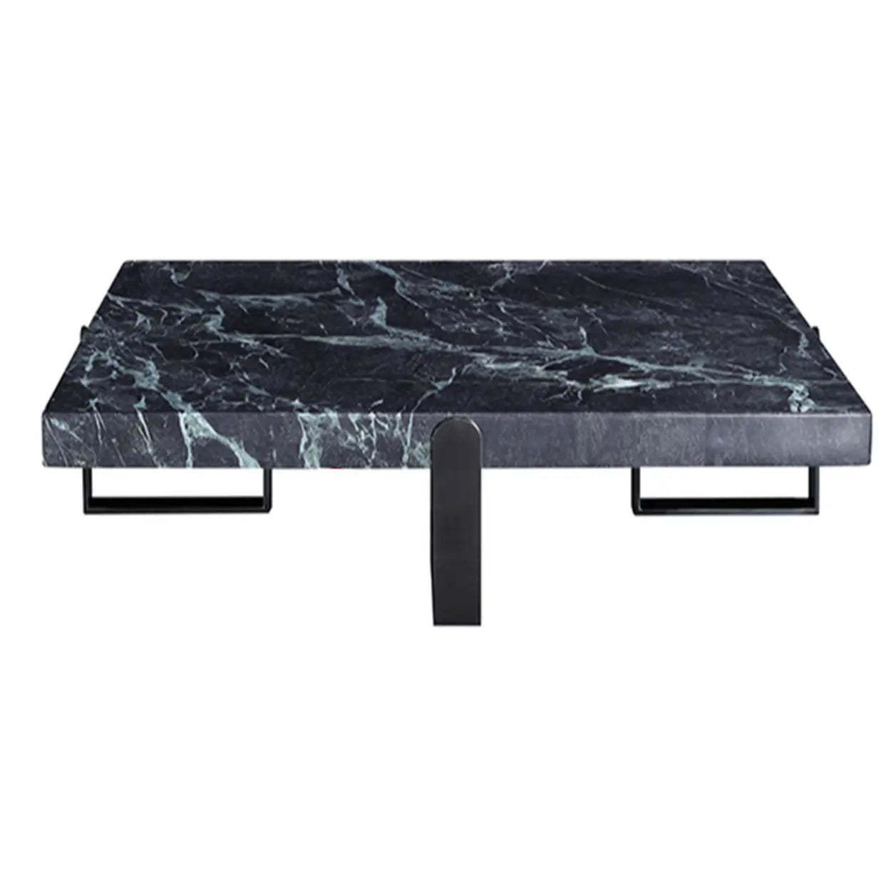 Square Marble Coffee Table with Steel Base — Black/ White