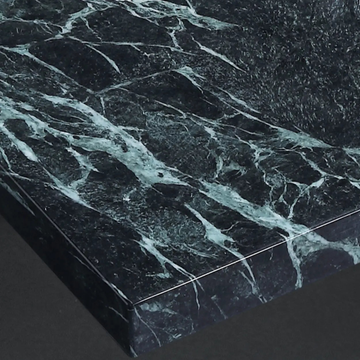 Square Marble Coffee Table with Steel Base — Black/ Green