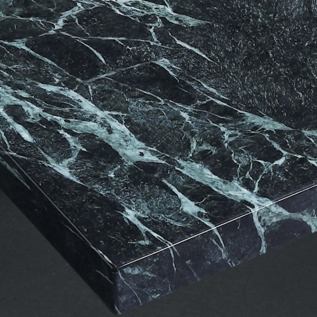 Square Marble Coffee Table with Steel Base — Black/ Green
