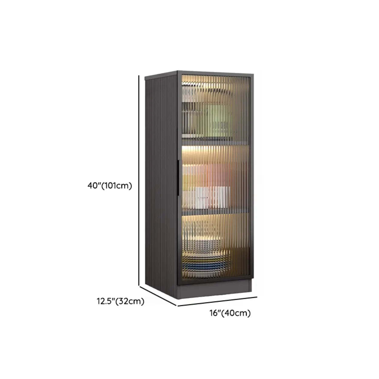 Black Frosted Glass Tall Kitchen China Cabinet