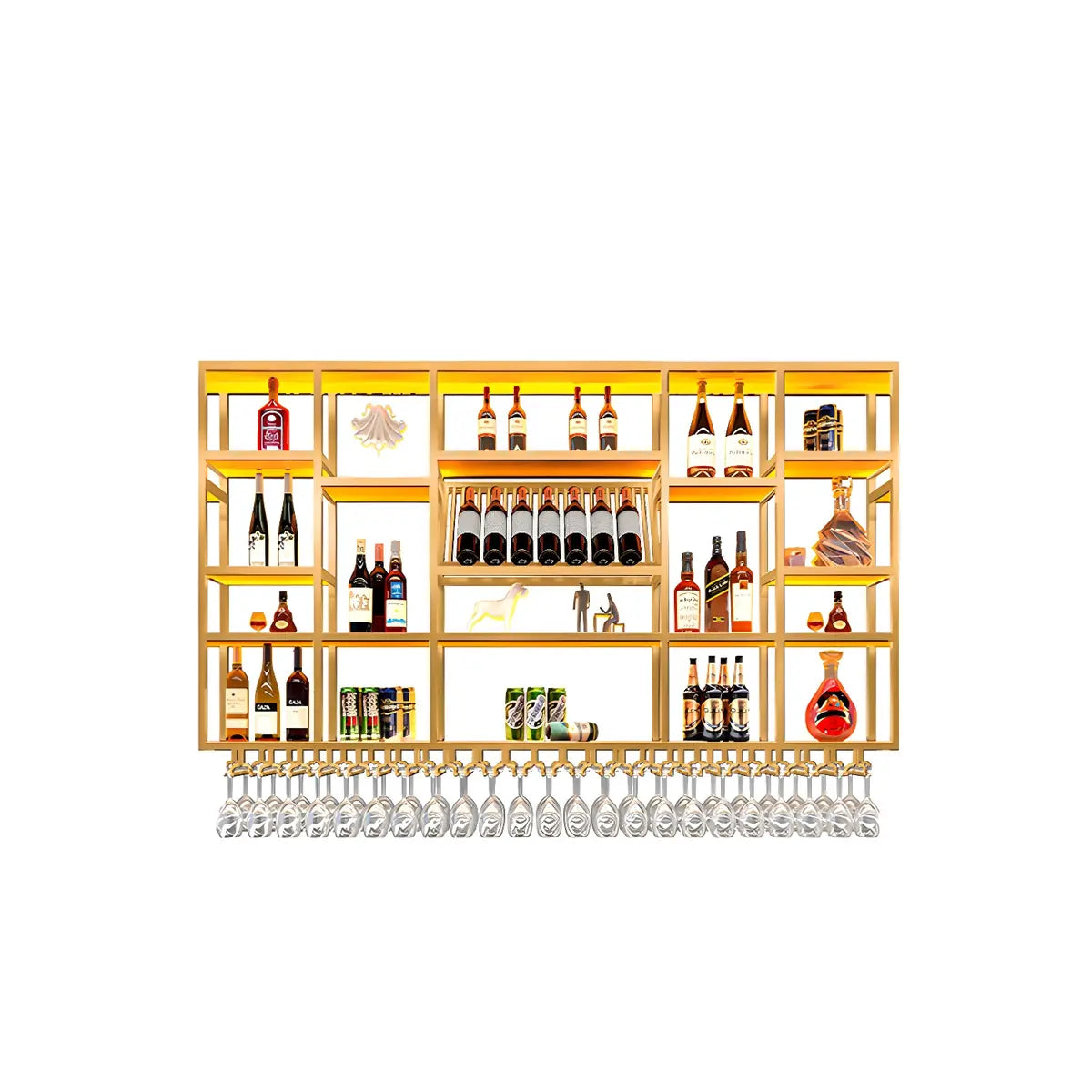 Large Black Metal Floating Wall Wine Rack — Black / 1 Piece