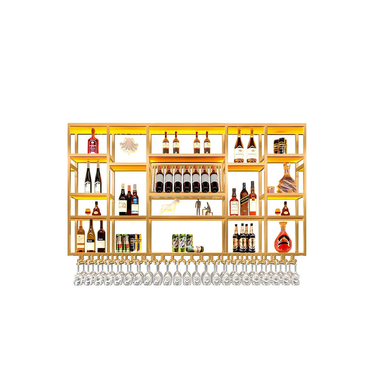 Large Black Metal Floating Wall Wine Rack — Black / 1 Piece