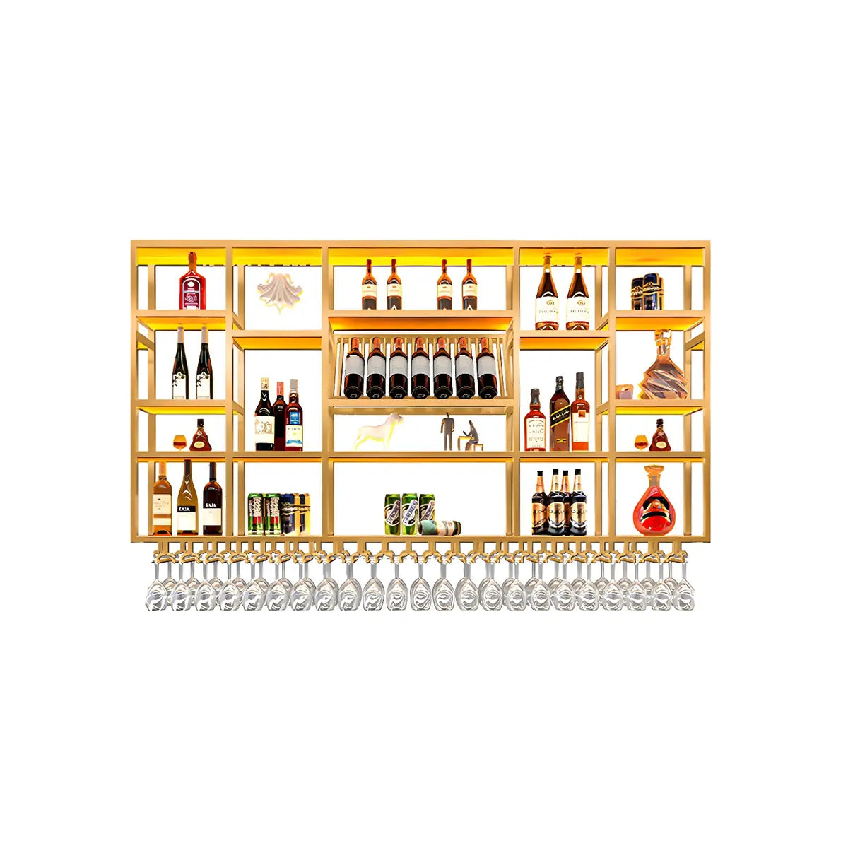 Large Black Metal Floating Wall Wine Rack — Black / 1 Piece