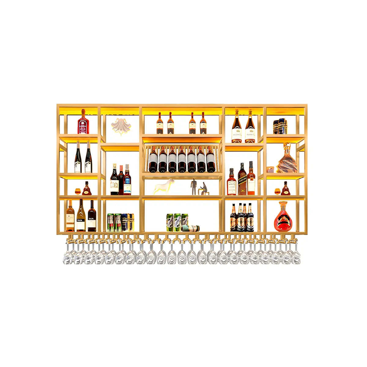 Large Black Metal Floating Wall Wine Rack — Black / 1 Piece