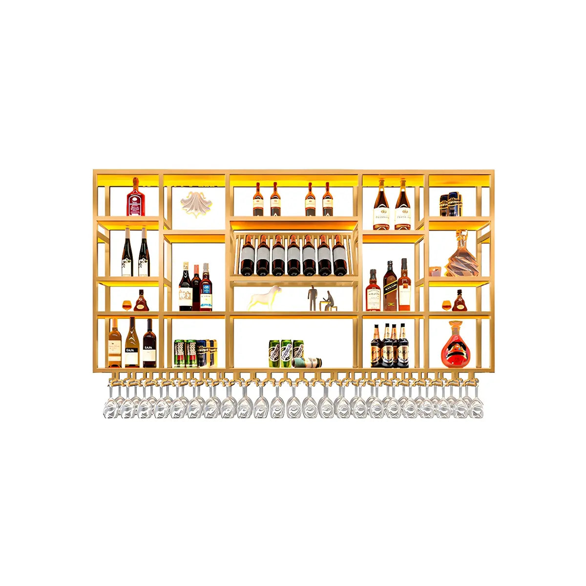 Large Black Metal Floating Wall Wine Rack — Black / 1 Piece