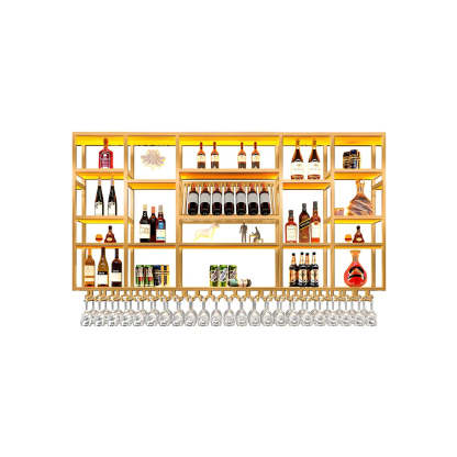 Large Black Metal Floating Wall Wine Rack — Black / 1 Piece