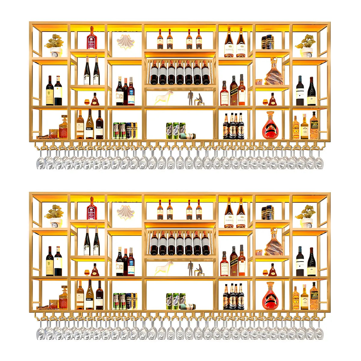 Large Black Metal Floating Wall Wine Rack