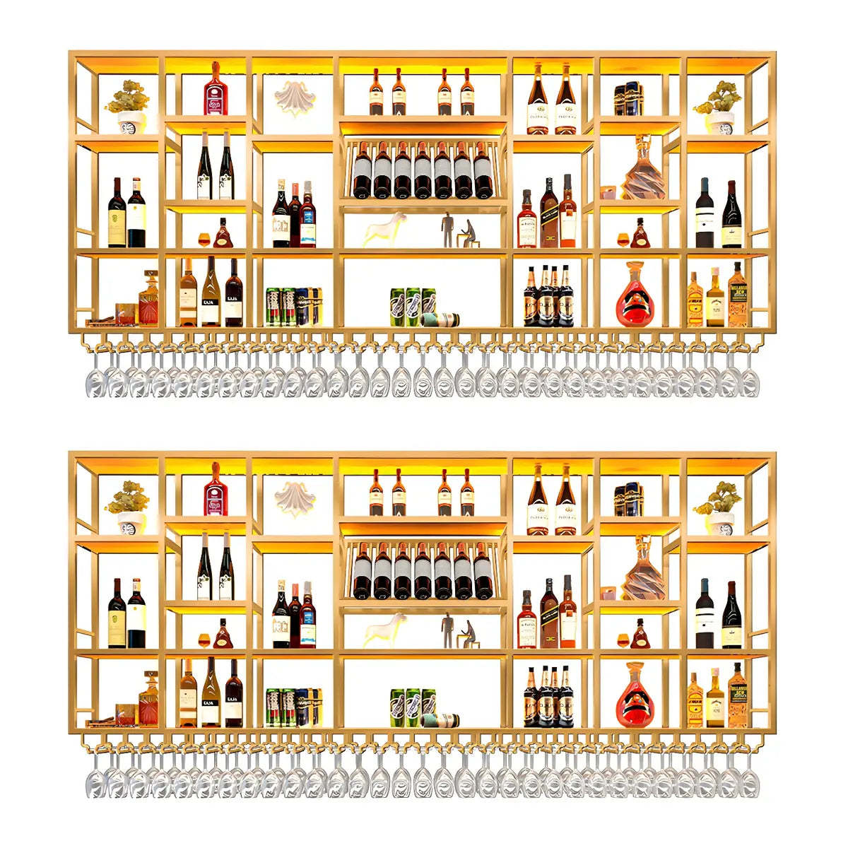 Large Black Metal Floating Wall Wine Rack